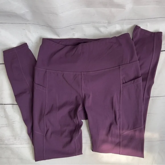 Gaiam Dark Purple High Waisted Leggings Yoga Pants Workout Gear Small - Picture 6 of 6